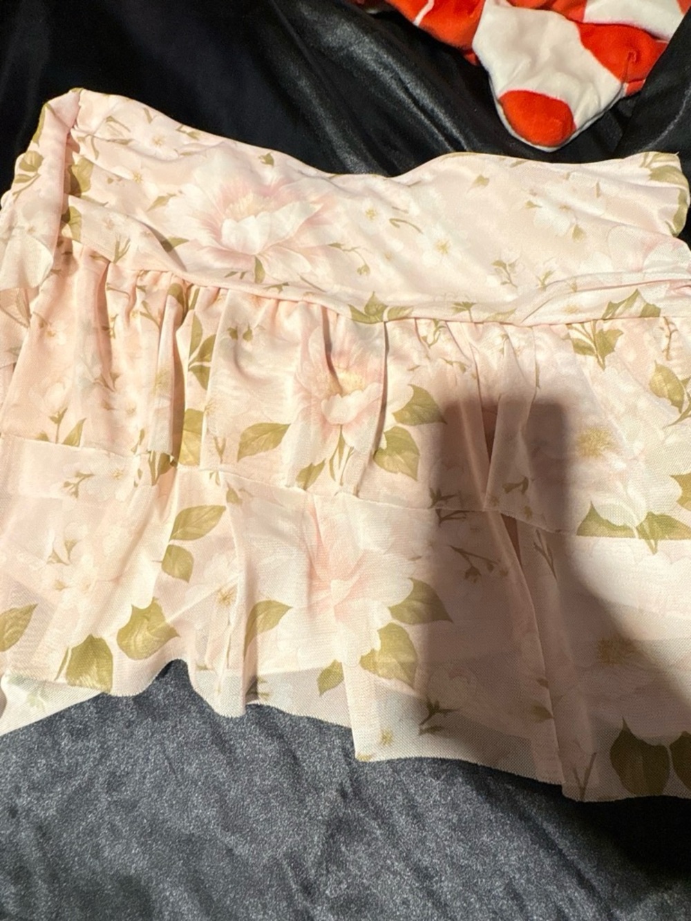 Target Pale Pink Floral Tiered Ruffle Mini Skirt